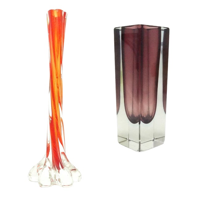 Murano Vases, Italy, 1970s, Set of 2 For Sale