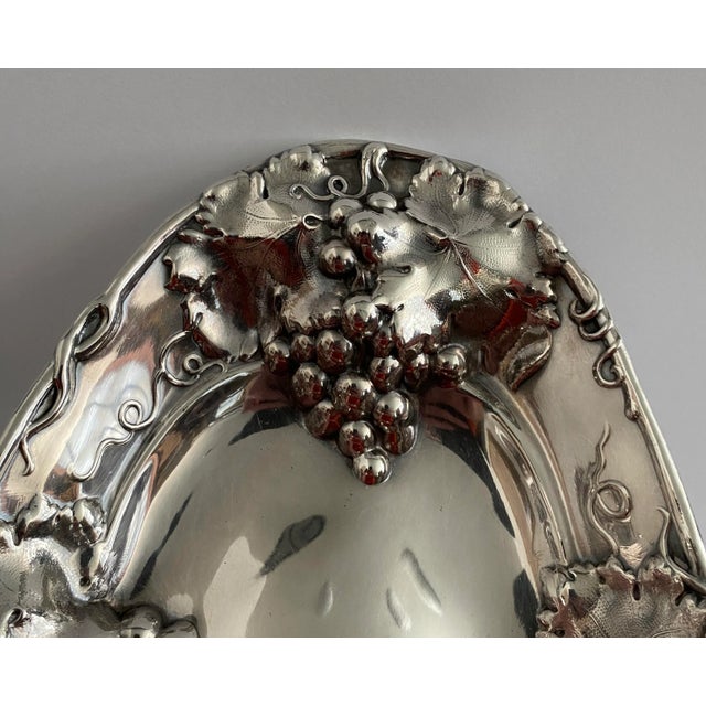 Metal Antique Silverplate Grape Vine and Leaf Basket For Sale - Image 7 of 13