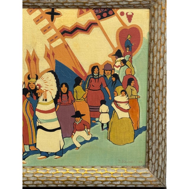 Joseph Bidzinski (American, 20th C.) Native American Ceremonial Procession, 1950 For Sale - Image 6 of 13