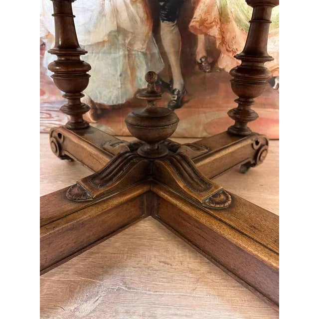 Circular Walnut Dining Room Table For Sale - Image 4 of 9