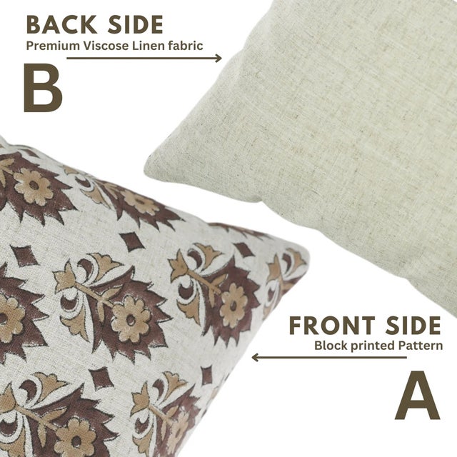 Fabdivine Indian Block Print Cushion Cover 14x36 Inch Viscose Linen-Kusum For Sale - Image 4 of 5