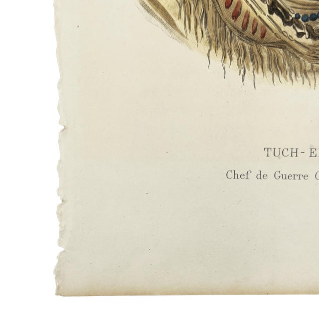 Antique Hand-Colored Engraving Tuch-Ee Cherokee Chief After Catlin C 1845 For Sale In Oklahoma City - Image 6 of 10