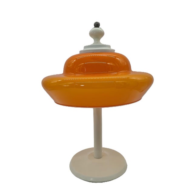 Space Age Table Lamp with Orange Glass Shade, Europe, 1970s For Sale - Image 12 of 12