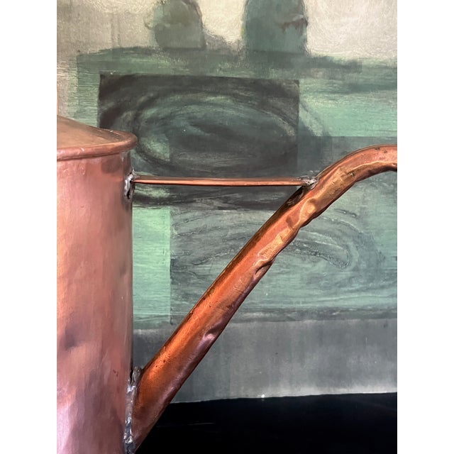 Large French Antique Copper Watering Can & Wrought Iron Rim, 19th Century For Sale - Image 4 of 16