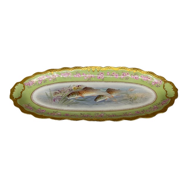 Antique Limoges Porcelain Fish Serving Platter For Sale