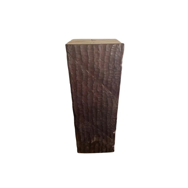 Solid Iron Wood Pedestal With Wood Texture For Sale - Image 10 of 11