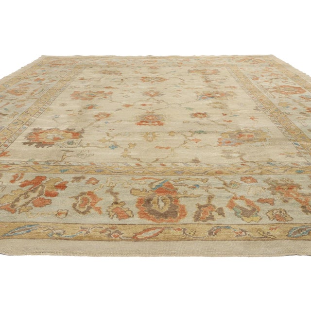 Contemporary Vintage Modern Turkish Oushak Rug - 11'10 X 15'06 For Sale - Image 3 of 9