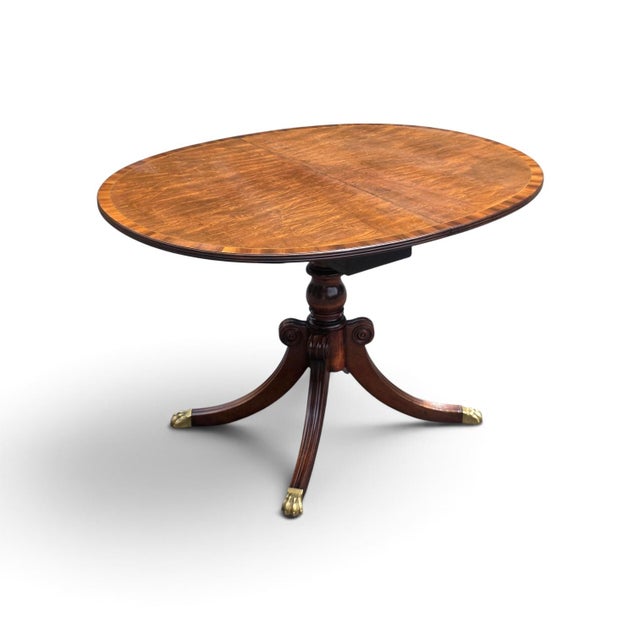 Schmieg & Kotzian English Regency Revival Figured Walnut Oval Extension Dining Table, Circa 1950 For Sale - Image 9 of 15