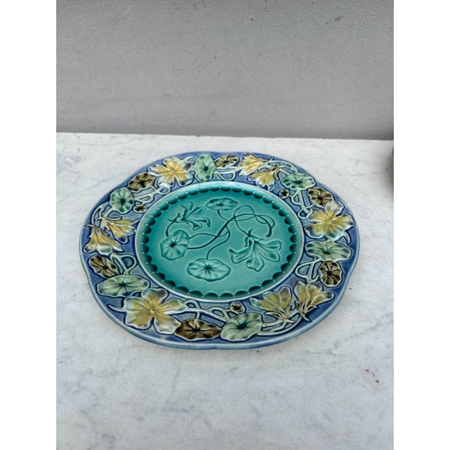 19th Century French Majolica flowers plate.