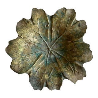 Antique Gilded Solid Bronze Art Nouveau Bowl For Sale