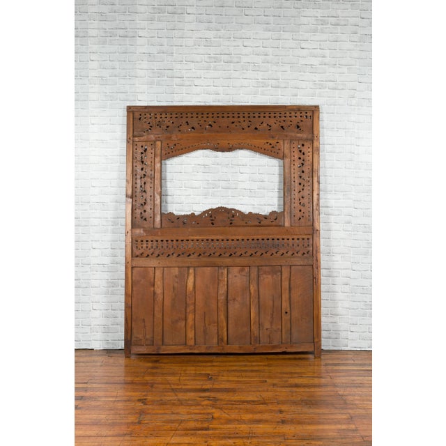 Javanese Architectural Panel with Carved Floral Motifs and Polychrome Accents For Sale - Image 4 of 13