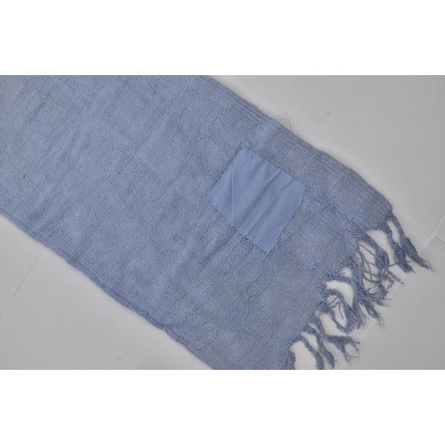Textile 1950s Soft Blue Hemp Kilim For Sale - Image 7 of 10