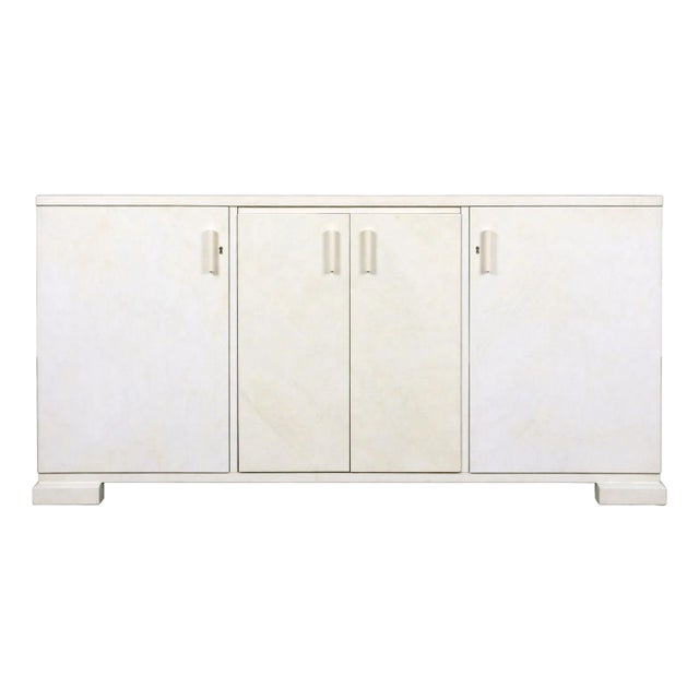 Parchment-Covered Four-Door Sideboard in the Manner of Samuel Marx. u.s.a. 1940s For Sale