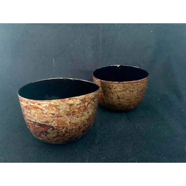 This is a beautiful, authentic pair of traditional Burmese lacquerware cups (khwet). Handcrafted in Myanmar using a time-...