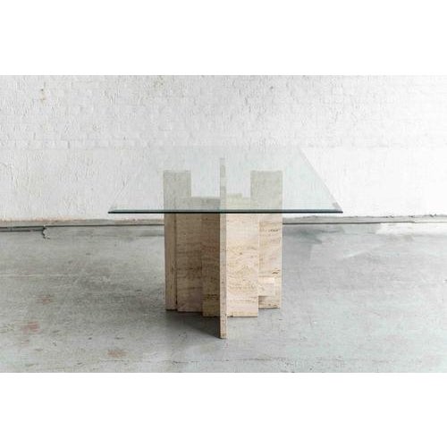 Glass & Travertine Dining Table by Willy Ballez For Sale - Image 11 of 18