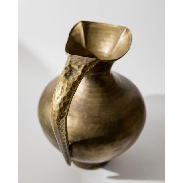 Vintage Brass Vase in Hand-Hammered Metal, 1940s For Sale - Image 10 of 11