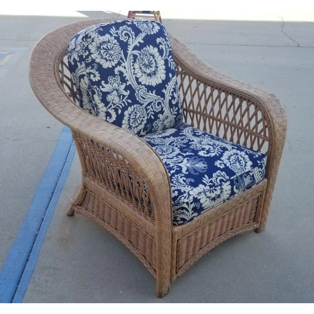 Mid-Century Modern Restored Mid-Century Rattan and Wicker Cobra Back Lounge Chair For Sale - Image 3 of 6