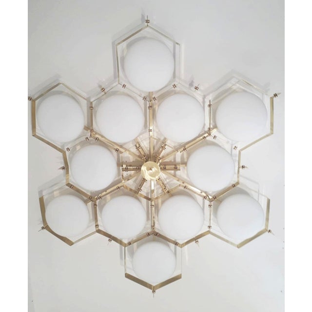 21st Century Beehive Polished Brass Matte White Murano Flush Mount by Fabio LTD For Sale - Image 6 of 6