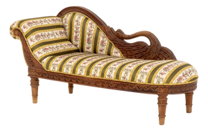 Empire Style Salesman Sample Walnut Chaise Longue