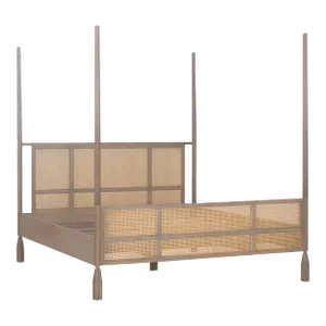Stockholm Wood & Cane Queen Bed in Porcini