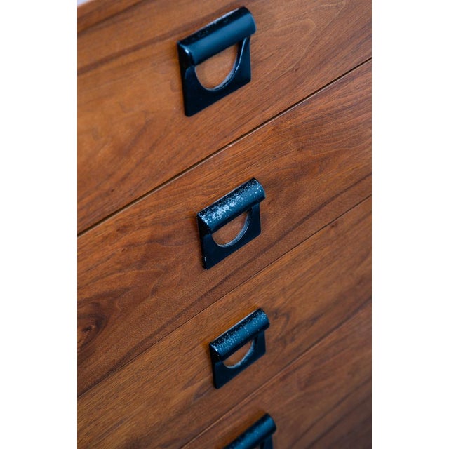 Mid Century Modern Highboy Dresser Dixie 5 Drawer Vintage Walnut Danish Drexel For Sale - Image 11 of 12