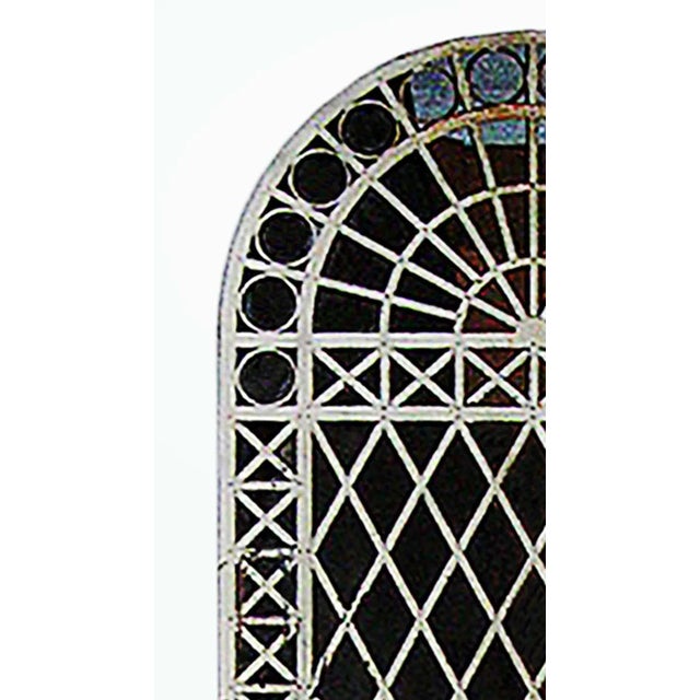 Antique early 20th century, monumental Beaux Arts style window grille guard. Decorative metalwork incorporates geometric...
