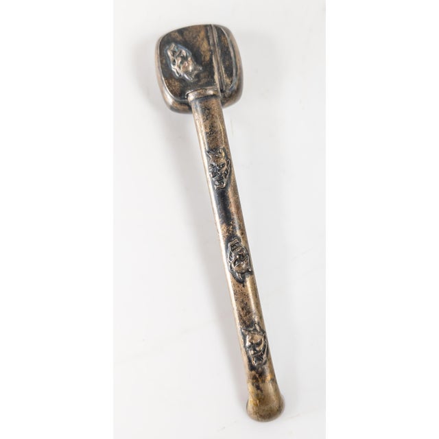 19th Century Japanese Meiji Silver Yatate Writing Set With Oni Masks For Sale - Image 9 of 14