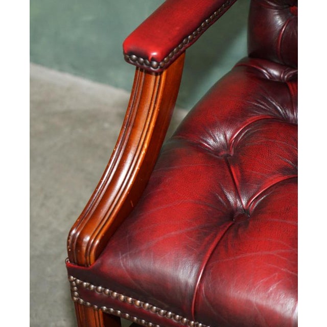 Georgian Oxblood Leather and Hardwood Gainsborough Library Armchair For Sale - Image 6 of 17