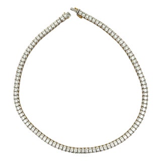 Diamond 18k White Gold Tennis Necklace For Sale