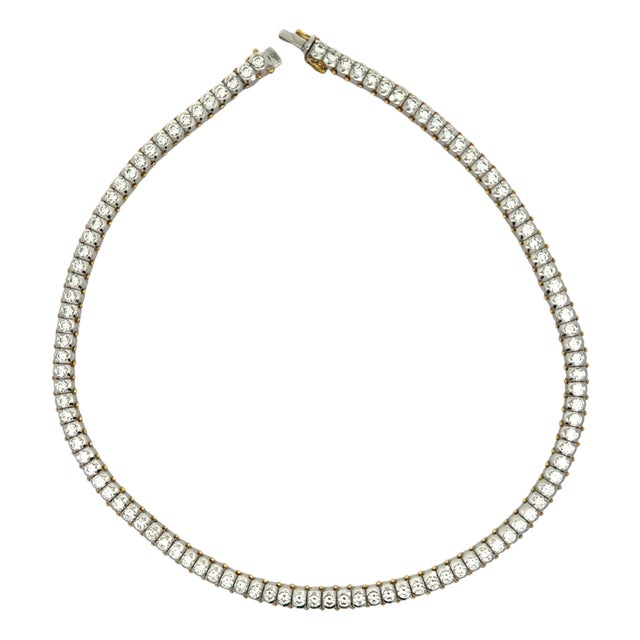 Diamond 18k White Gold Tennis Necklace For Sale