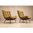 Pair of Costela Armchairs in Brazilian Hardwood & Olive Mohair, Martin Eisler, Brazil, 1956 For Sale - Image 10 of 18