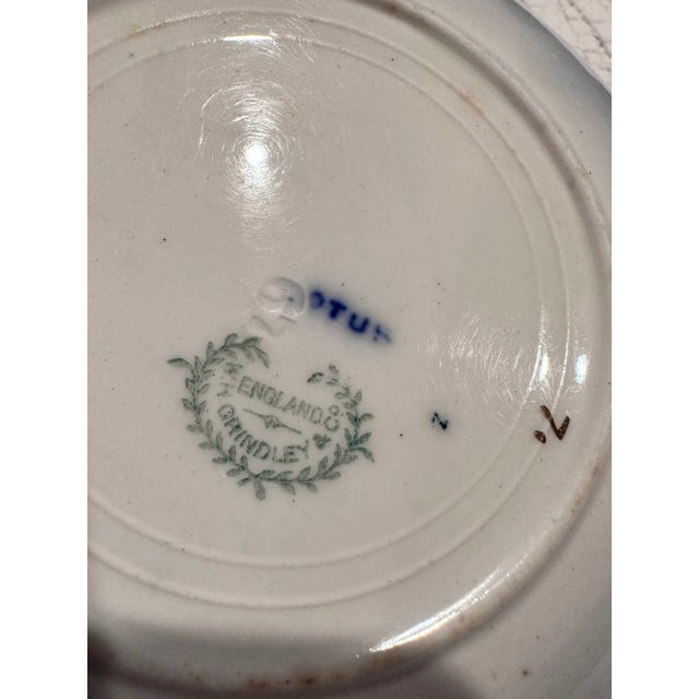 English Antique Grindley Lotus Flow Blue Saucer, England For Sale - Image 3 of 6