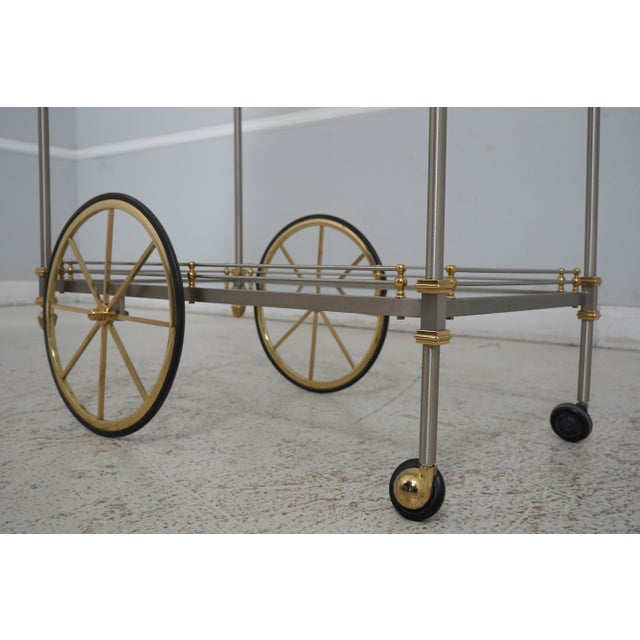 Metal Regency Style Brass & Steel Tea Cart Dessert Server For Sale - Image 7 of 12