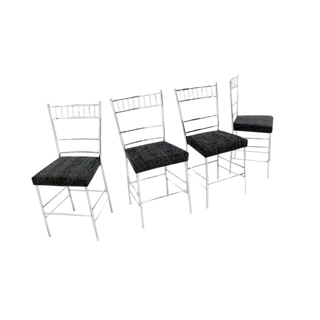 Mid-Century Modern Faux Bamboo Chrome Dining Chairs- Set of 4 For Sale - Image 9 of 9