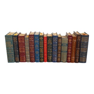 Set of 16 Gold Embossed Leather Bound Books W/ Gilt Edge by the Eaton Press For Sale