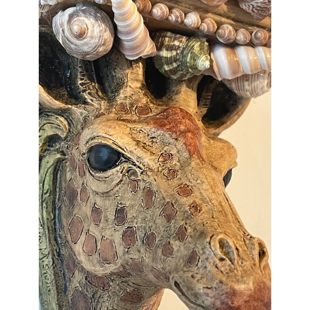 Safari Giraffe Wall Bracket Encrusted With Sea Shells For Sale In Miami - Image 6 of 7