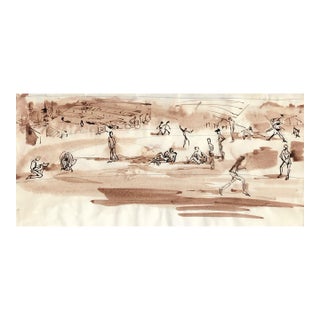 1955 Marianna Van Rossen Hoogendyk Park Scene Watercolor For Sale