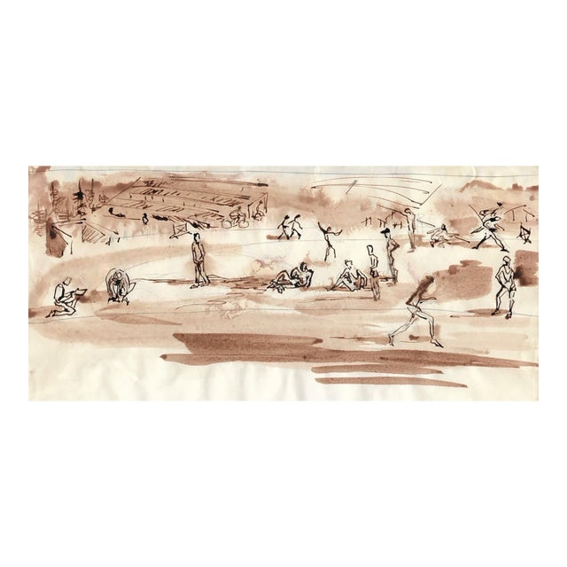 1955 Marianna Van Rossen Hoogendyk Park Scene Watercolor For Sale
