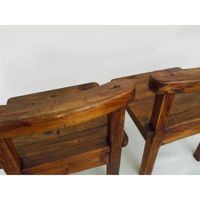 Brown Brutalist Chairs in Wood, 1960s, Set of 2 For Sale - Image 8 of 10