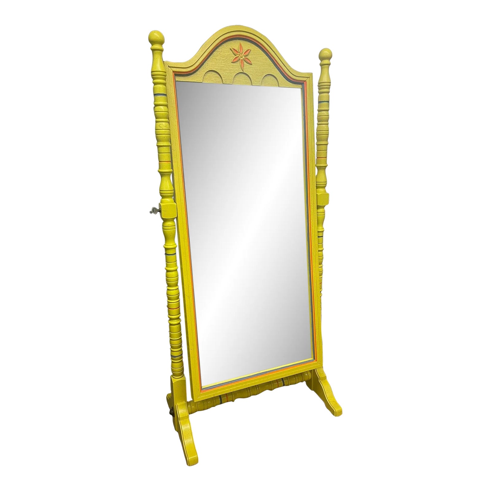 Vintage Retro Style Yellow Floor Mirror Carved Wood Chairish