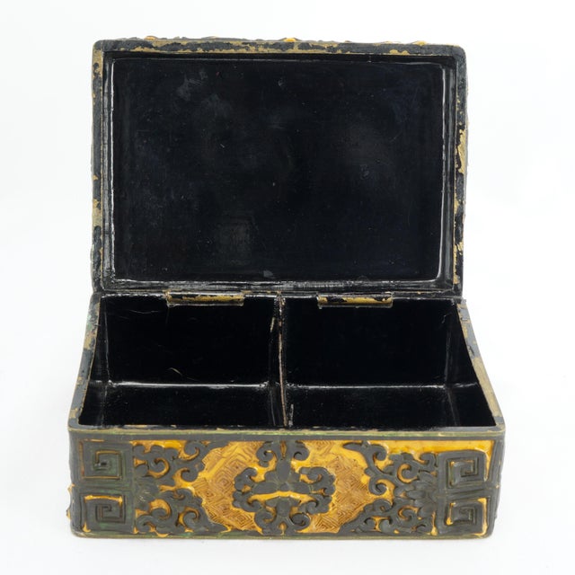 Antique Chinese Lacquer and Hardstone Enamel Playing Card Box Circa 1920 For Sale - Image 4 of 9