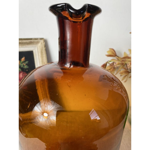 Large Amber Glass Apothecary Bottle, 1970s For Sale - Image 4 of 9