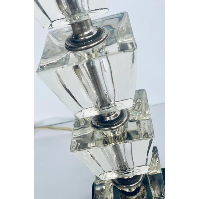 Mid-Century Modern Vintage Mid-Century Modern ‘Karl Springer Style’ Lucite Stacked Blocks Hollywood Regency Table Lamp For Sale - Image 3 of 12
