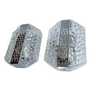 Vintage Bubble Glass and Chrome Sconces, 1970s, Set of 2 For Sale