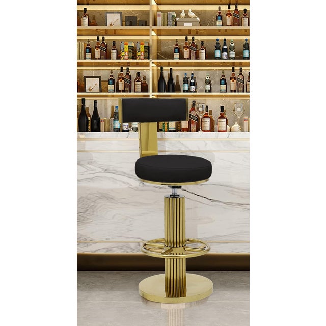 Make a striking statement at any bar, kitchen island, or entertaining space with this sophisticated black genuine leather...