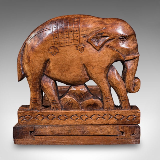 Vintage Carved Elephant Book Slide, Anglo-Indian, Colonial, Library, Art Deco For Sale - Image 9 of 11