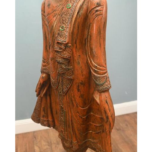 Carved Standing Burmese Buddha Statue For Sale - Image 13 of 18