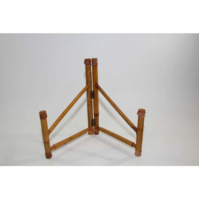 Large Asian rattan handcrafted decorative bowl on bamboo stand. Large vintage tribal handwoven bamboo ethnic round basket....