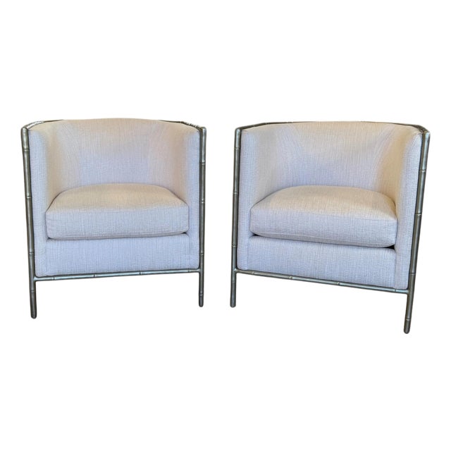 Bernhardt Interiors Faux Bamboo Meredith Barrel Chairs, a Pair For Sale