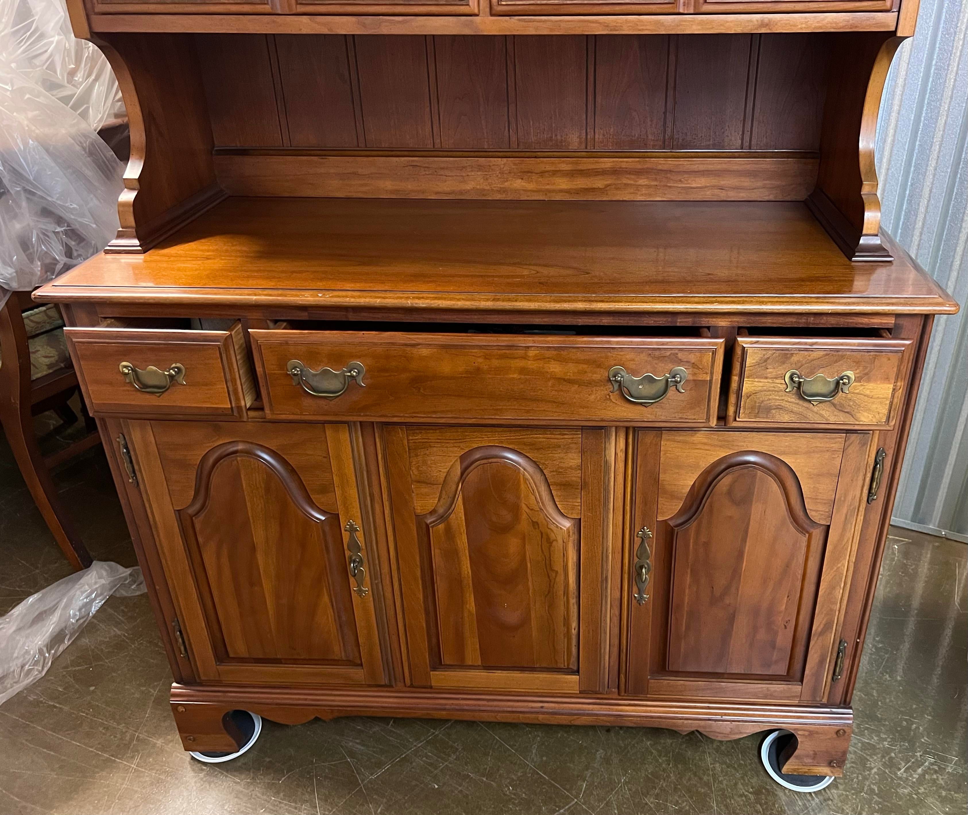 1960s Drexel Heritage Mid-Century Buffet and Hutch in Solid Cherry